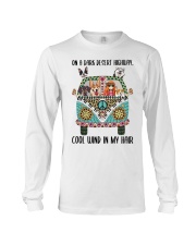 Gift For Dog Lover Peace Love Dog And Hippie Girl On A Dark Desert Highway Long Sleeve Tee tile