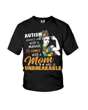 Autism Awareness It Comes With A Mom Who Is Unbreakable Youth T-Shirt tile