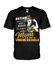 Autism Awareness It Comes With A Mom Who Is Unbreakable V-Neck T-Shirt tile