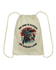 Native American Pride No One Is Illegal On Stolen Land Drawstring Bag tile