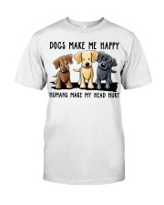 Gift For Dog Lover Dogs Make Me Happy Human Makes Head Hurt Premium Fit Mens Tee tile