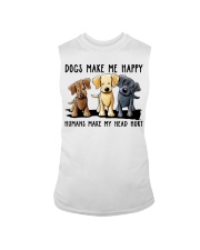 Gift For Dog Lover Dogs Make Me Happy Human Makes Head Hurt Sleeveless Tee tile