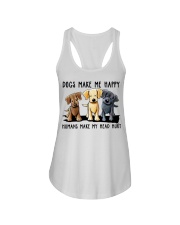 Gift For Dog Lover Dogs Make Me Happy Human Makes Head Hurt Ladies Flowy Tank tile