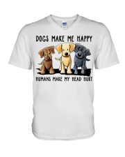 Gift For Dog Lover Dogs Make Me Happy Human Makes Head Hurt V-Neck T-Shirt tile