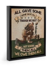 Veteran Gift All Gave Some Some Gave All Through We May Not Know Them We Owe All Floating Framed Canvas Prints Black tile