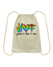 Nurse Gift Peace Love Cna Drawstring Bag tile