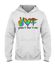 Nurse Gift Peace Love Cna Hooded Sweatshirt tile
