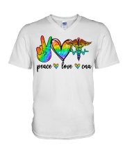 Nurse Gift Peace Love Cna V-Neck T-Shirt tile