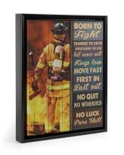Firefighter Gift Born To Fight Trained To Save No Luck To Pure Skill Floating Framed Canvas Prints Black tile