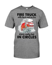 Firefighter Gift Fire Truck With Back End On Fire Drives Really Fast Premium Fit Mens Tee tile