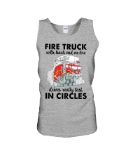Firefighter Gift Fire Truck With Back End On Fire Drives Really Fast Unisex Tank tile