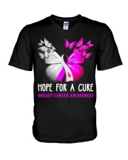 Breast Cancer Awareness Butterflies Hope For A Cure V-Neck T-Shirt tile