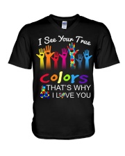 Autism Awareness I See Your True Colors V-Neck T-Shirt tile