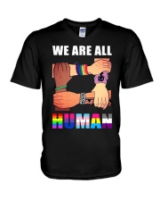 LGBT Pride Gift We Are All Human V-Neck T-Shirt tile