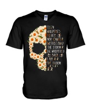 Multiple Sclerosis Awarerness Flowers They Whispered To Her V-Neck T-Shirt tile