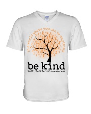Multiple Sclerosis Awarerness Tree Ribbons In A World Where You Can Be Anything Be Kind V-Neck T-Shirt tile