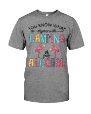 Camping Lover Flamingo You Know What Rhymes With Camping Alcohol Premium Fit Mens Tee tile