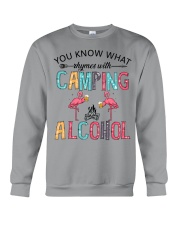 Camping Lover Flamingo You Know What Rhymes With Camping Alcohol Crewneck Sweatshirt tile