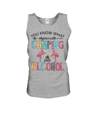 Camping Lover Flamingo You Know What Rhymes With Camping Alcohol Unisex Tank tile