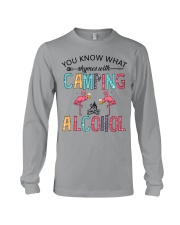 Camping Lover Flamingo You Know What Rhymes With Camping Alcohol Long Sleeve Tee tile