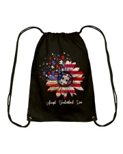 Autism Awareness Sunflower USA Flag Accept Understand Love Drawstring Bag tile
