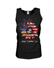 Autism Awareness Sunflower USA Flag Accept Understand Love Unisex Tank tile
