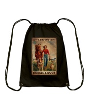 JUST A GIRL WHO LOVES HORSES AND DOGS Drawstring Bag tile