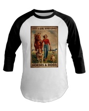JUST A GIRL WHO LOVES HORSES AND DOGS Baseball Tee tile