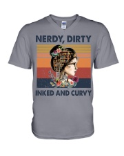 BOOK - GIRL - NERDY DIRTY V-Neck T-Shirt tile
