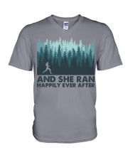 AND SHE RAN HAPPILY EVER AFTER V-Neck T-Shirt tile