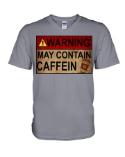 WARNING MAY CONTAIN CAFFEIN V-Neck T-Shirt tile