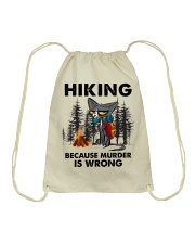 HIKING BECAUSE MURDER IS WRONG Drawstring Bag tile