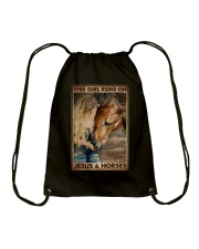 THIS GIRL RUNS ON JESUS ANS HORSES Drawstring Bag tile