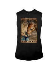 THIS GIRL RUNS ON JESUS ANS HORSES Sleeveless Tee tile