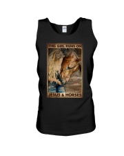 THIS GIRL RUNS ON JESUS ANS HORSES Unisex Tank tile