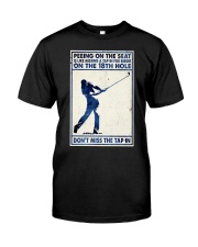 PEEING ON THE SEAT IS LIKE MISSING A TAP Premium Fit Mens Tee tile