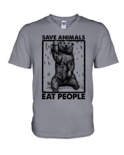SAVE ANIMALS EAT PEOPLE V-Neck T-Shirt tile
