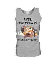 CATS MAKE ME HAPPY HUMAN MAKE MY HEAD HURT Unisex Tank tile