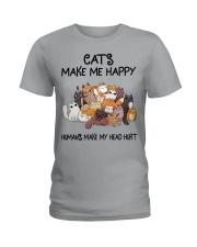 CATS MAKE ME HAPPY HUMAN MAKE MY HEAD HURT Ladies T-Shirt tile