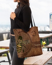 Bee Leather Pattern Print All-over Tote aos-all-over-tote-lifestyle-front-04