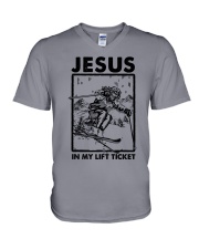 JESUS IN MY LIFT TICKET V-Neck T-Shirt tile