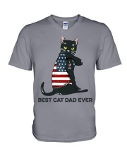 BEST CAT DAD EVER V-Neck T-Shirt tile