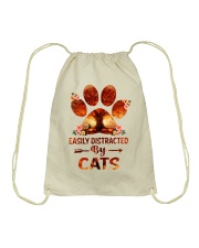 EASILY DISTRACTED BY CATS Drawstring Bag tile