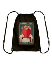 AND SHE LIVED HAPPILY EVER AFTER Drawstring Bag tile