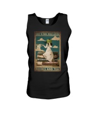 JUST A GIRL WHO LOVES BOOKS AND TEA Unisex Tank tile