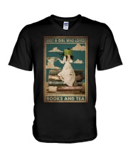 JUST A GIRL WHO LOVES BOOKS AND TEA V-Neck T-Shirt tile