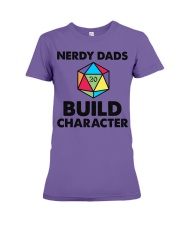 NERDY DADS BUILD CHARACTER Premium Fit Ladies Tee tile