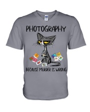 PHOTOGRAPHY BECAUSE MURDER IS WRONG V-Neck T-Shirt tile