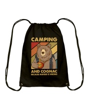 CAMPING AND COGNAC BECAUSE MURDER IS WRONG Drawstring Bag tile