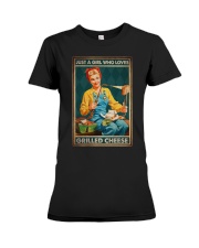 JUST A GIRL WHO LOVES GRILLED CHEEDE Premium Fit Ladies Tee tile
